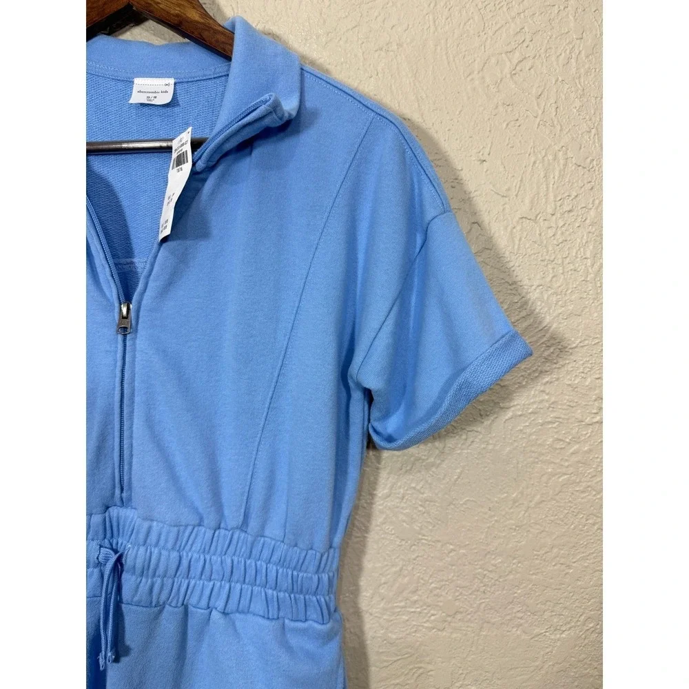 abercrombie kids Terry Romper 15/16 1/2 Zip Elastic Fleece Sky Blue Beach Resort